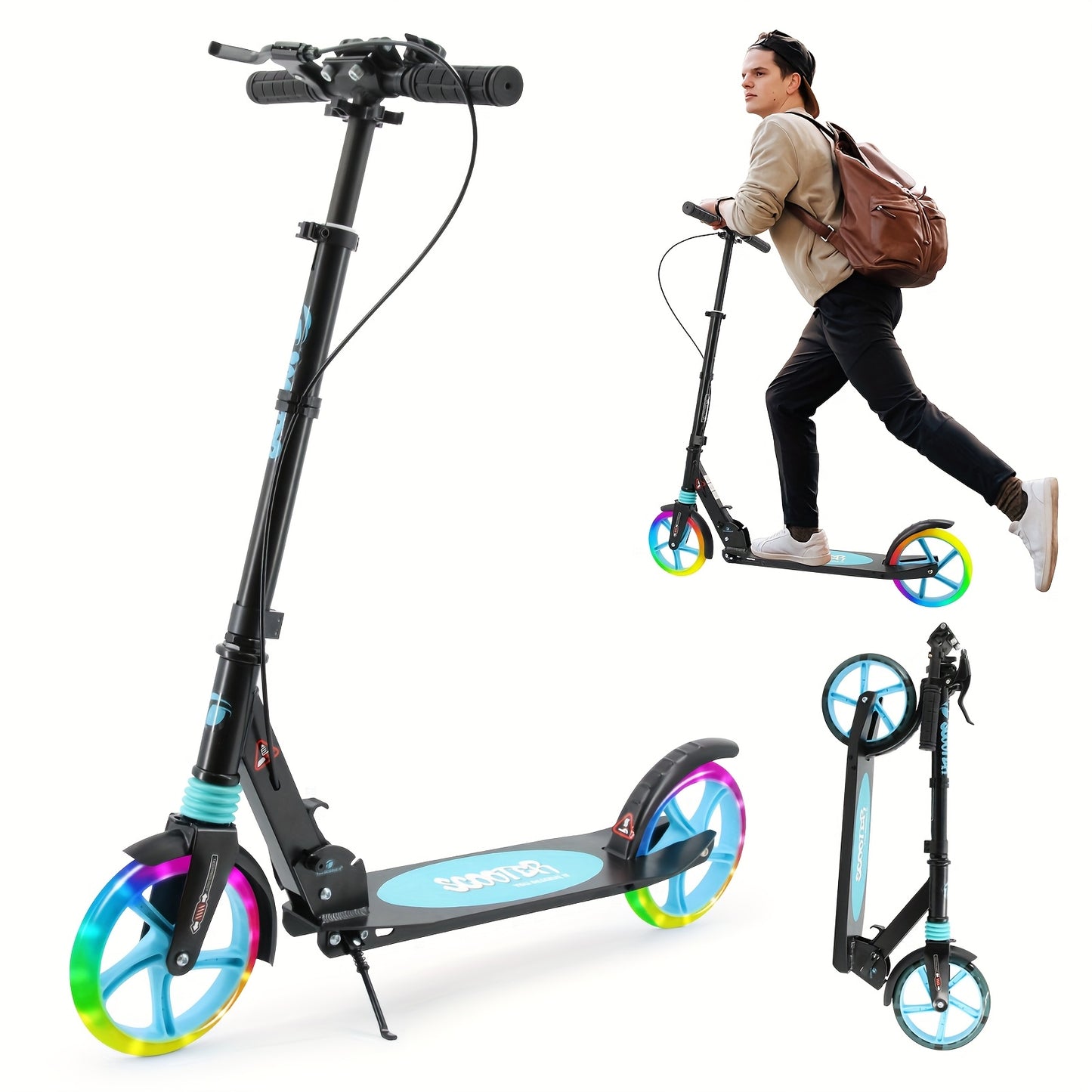 Trottinette Adulte Pliable Haute Sécurité, Blanc pour quotidien et maison – vue détaillée 3