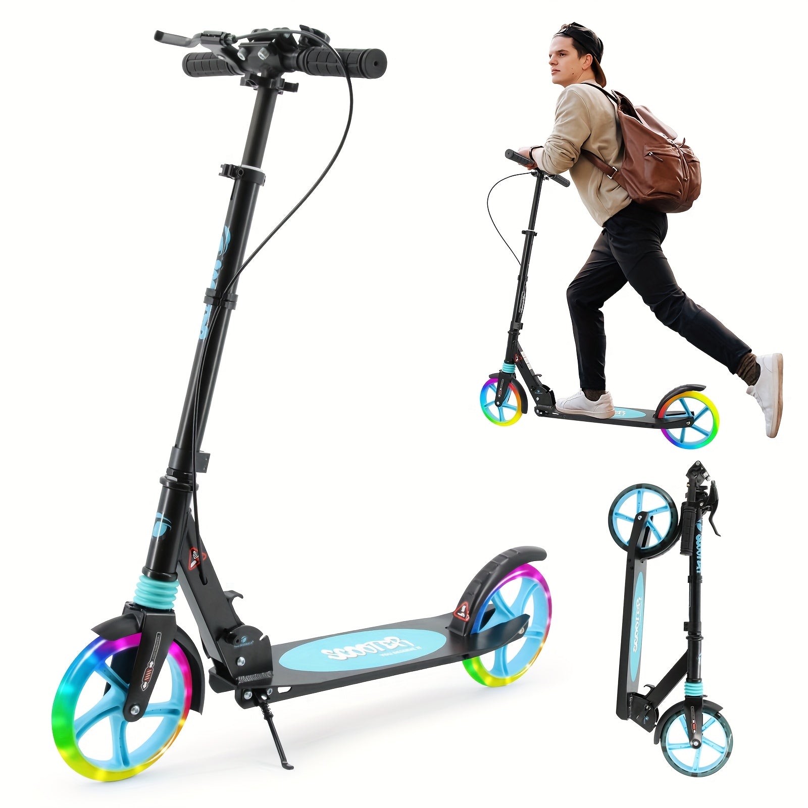 Trottinette Adulte Pliable Haute Sécurité, Blanc pour quotidien et maison – vue détaillée 3