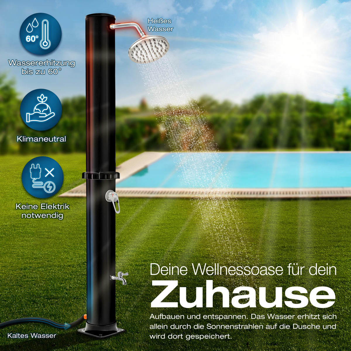 Tuyau d’arrosage, Noir pour jardin et terrasse – vue détaillée 2