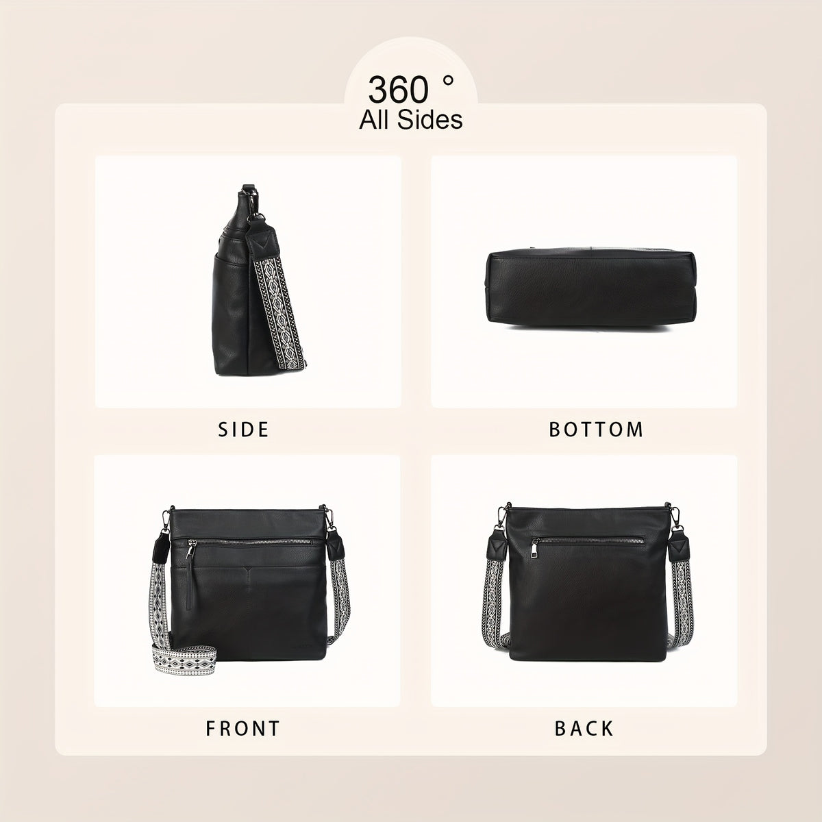 Un grand sac bandoulière, Noir pour quotidien et maison – vue détaillée 2