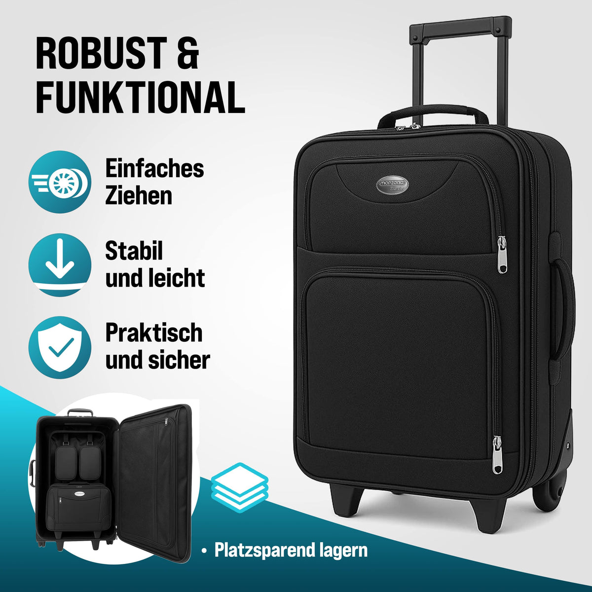 Valise, avec poignée télescopique pour camping et voyage – vue détaillée 3