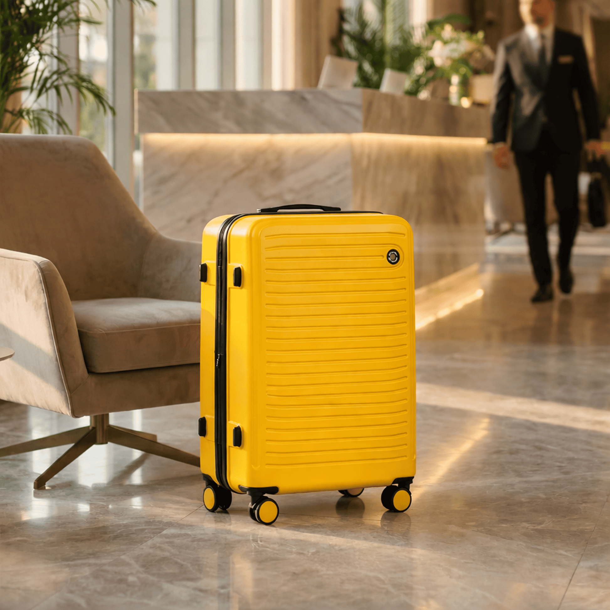 Valise, Champagne avec des détails noirs élégants pour quotidien et maison – vue détaillée 14
