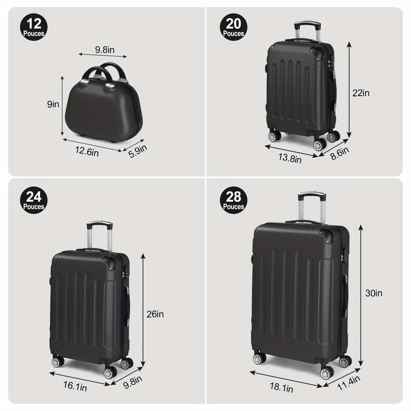 Valise, coque rigide ABS pour maison et quotidien – vue détaillée 6