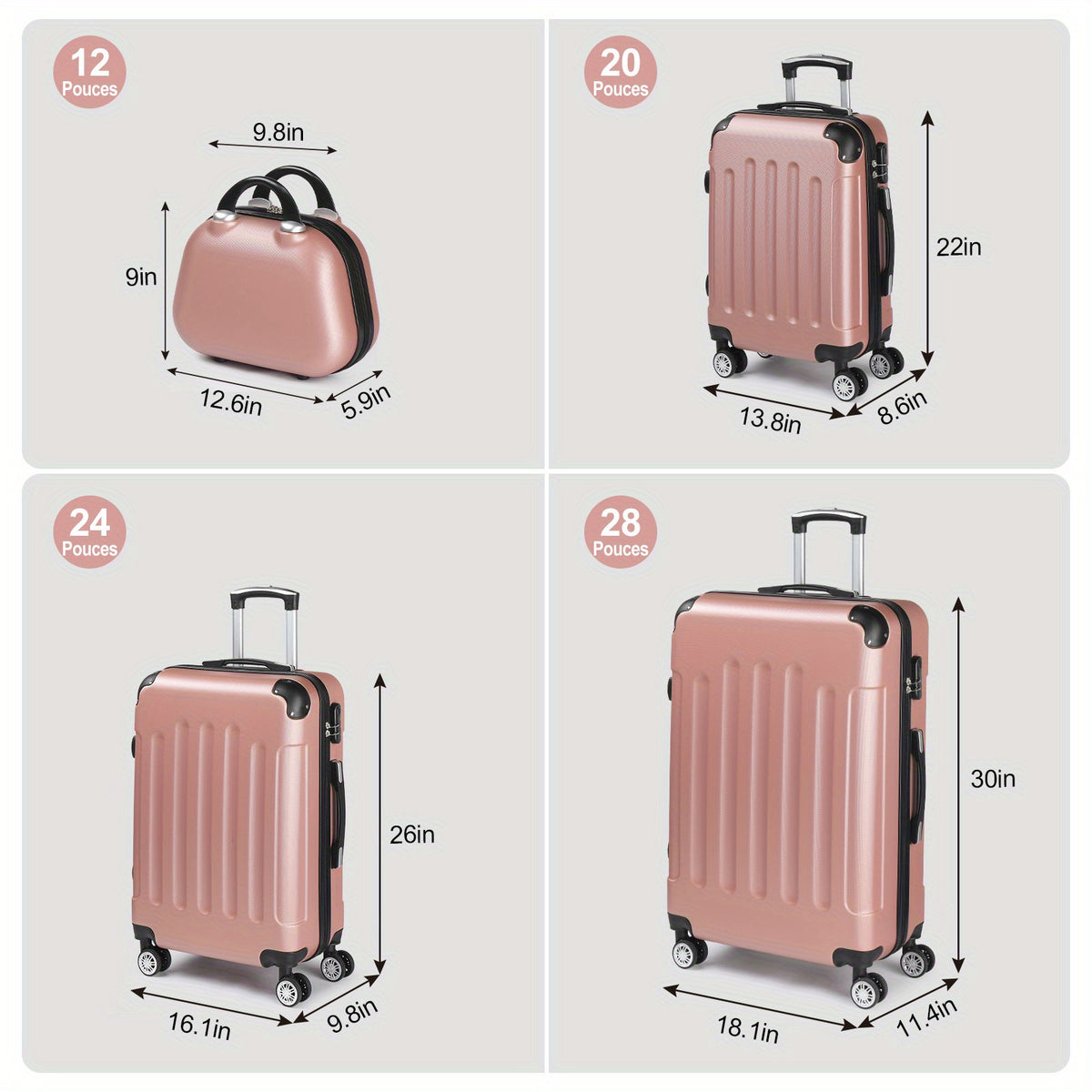 Valise, coque rigide ABS pour maison et quotidien – vue détaillée 16