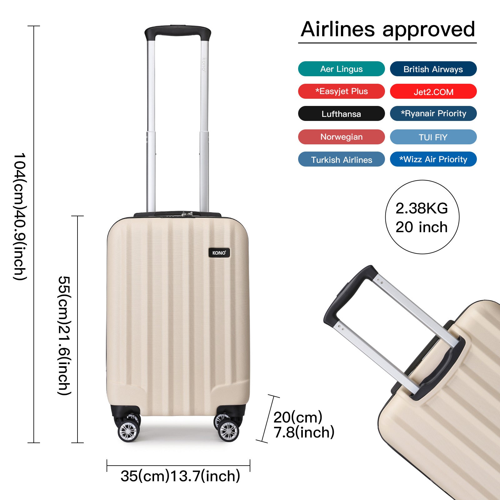 Valise, coque rigide ABS pour serrure à combinaison et quotidien – vue détaillée 13