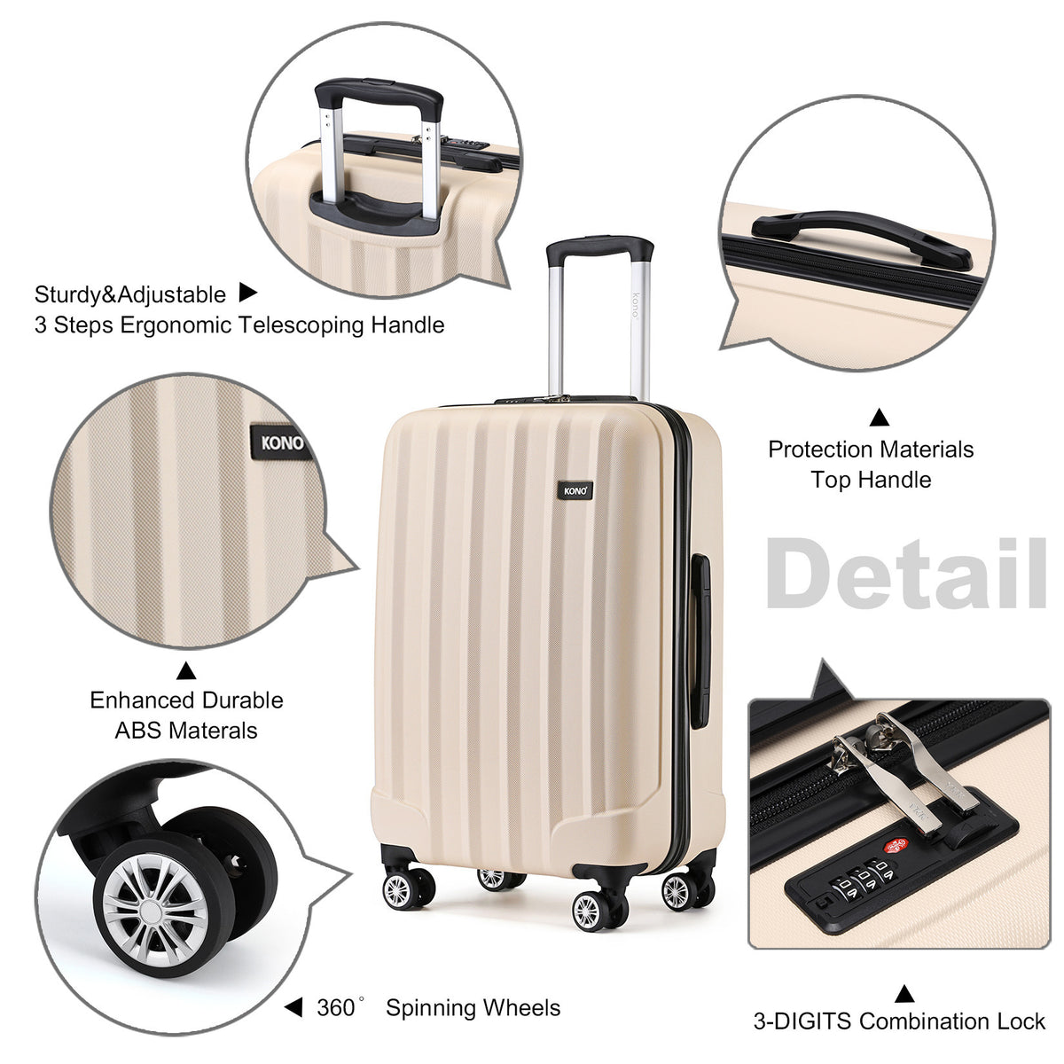 Valise, coque rigide ABS pour serrure à combinaison et quotidien – vue détaillée 17