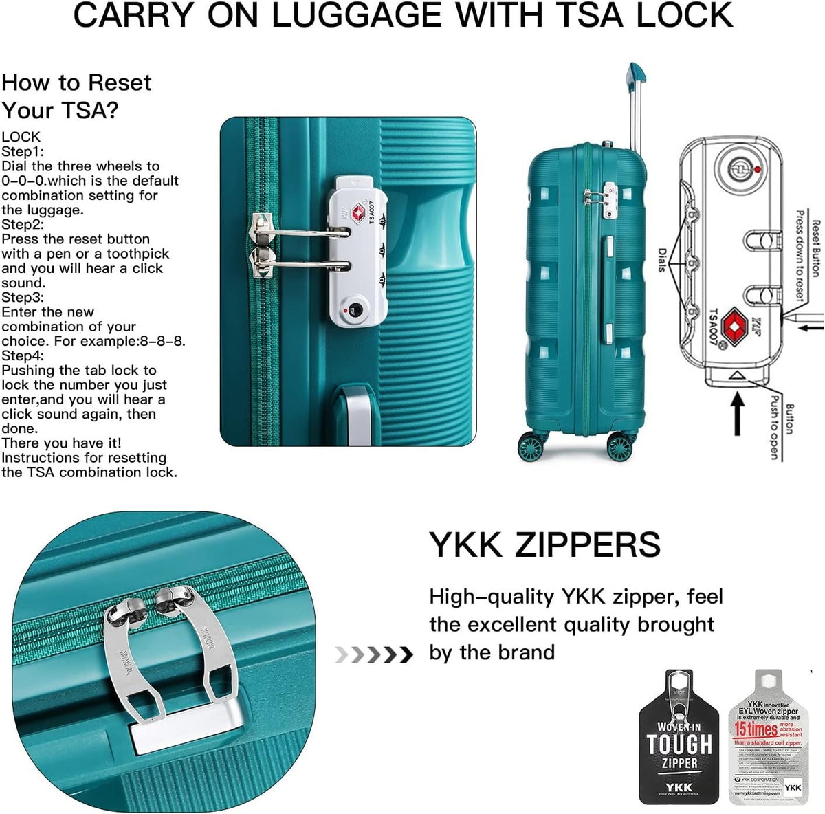 Valise de voyage, avec serrure TSA pour quotidien et loisirs – vue détaillée 12