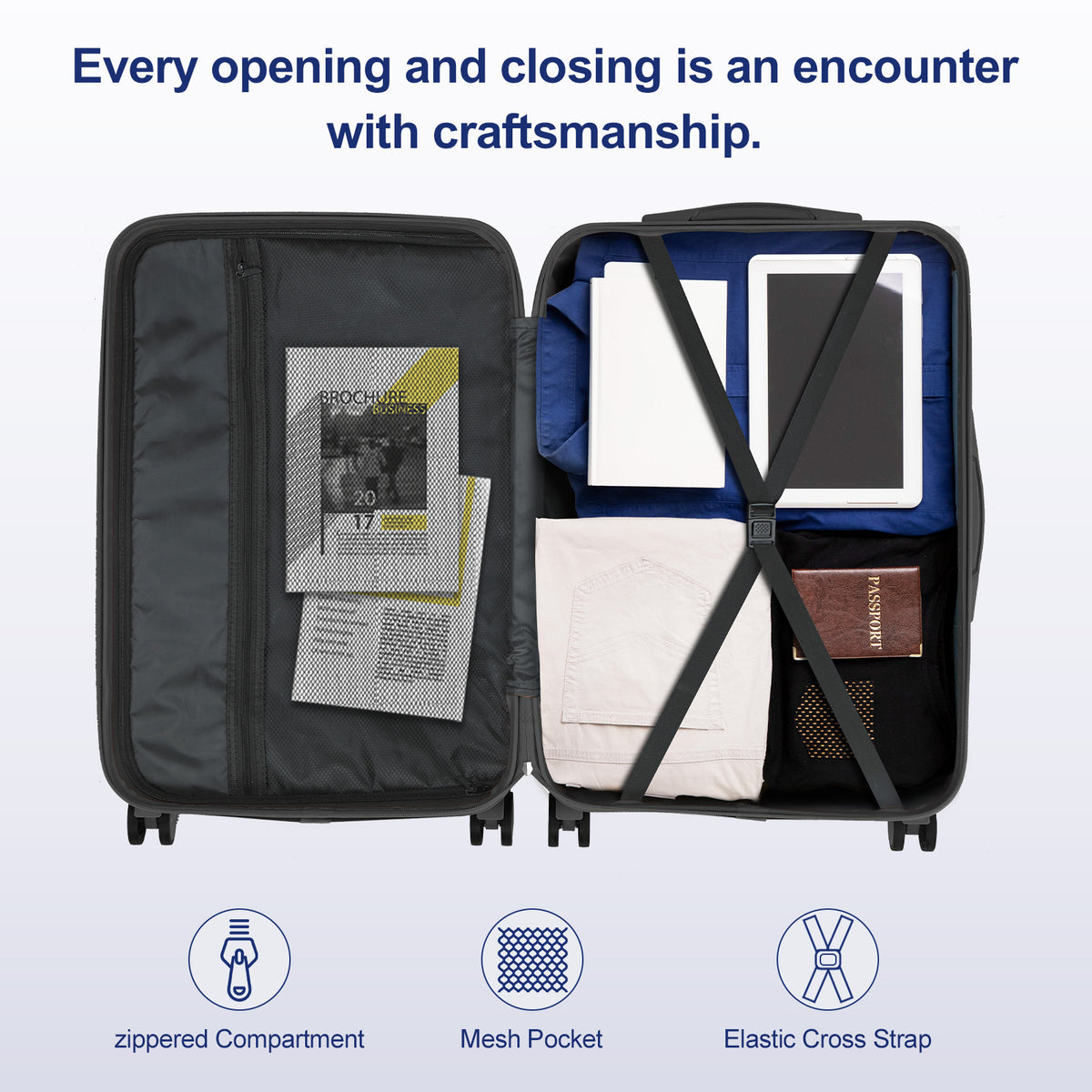 Valise de voyage, Bleu profond pour loisirs et camping – vue détaillée 5