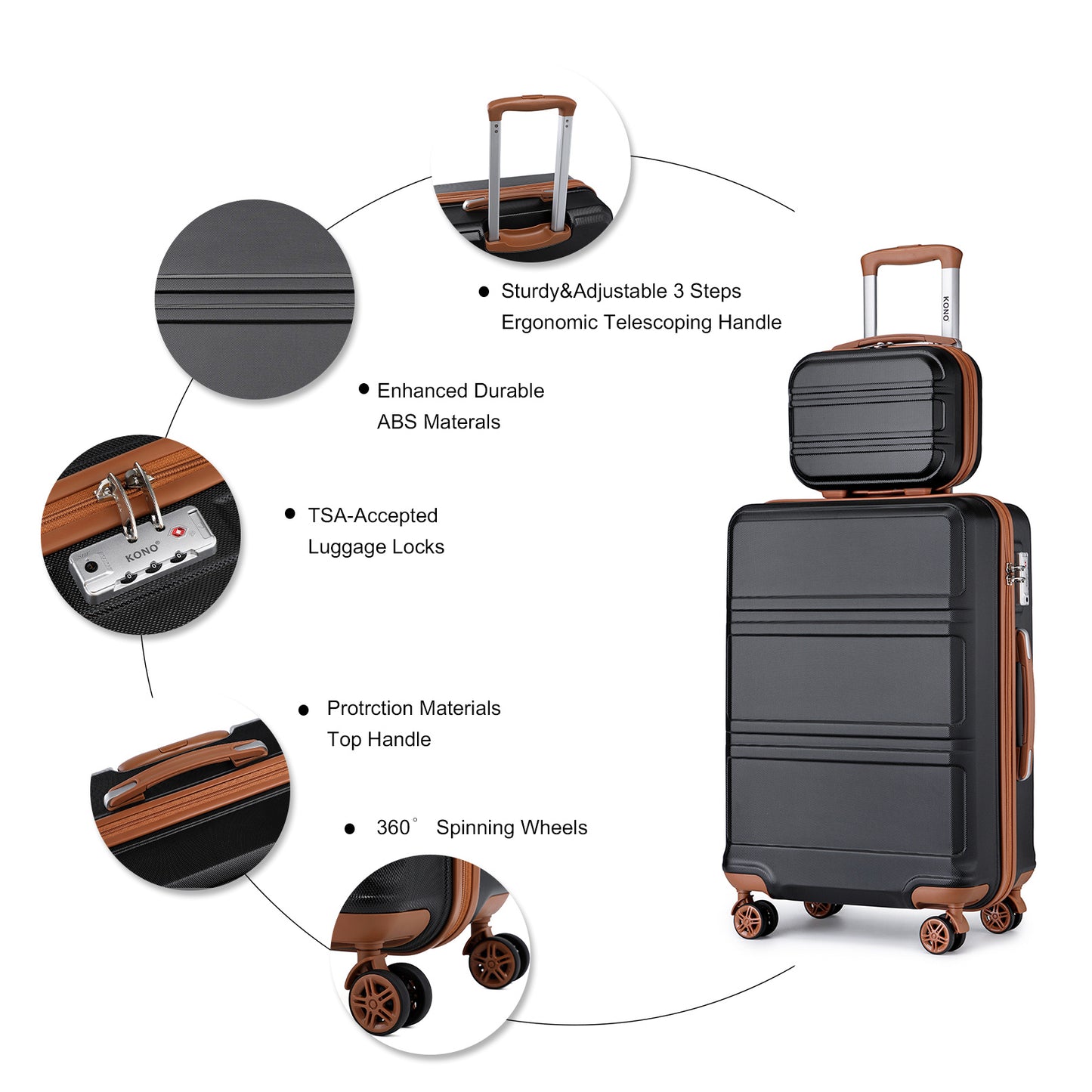 Valise de voyage, coque rigide ABS pour loisirs et camping – vue détaillée 8