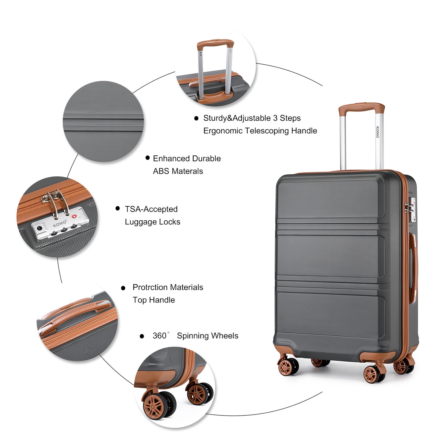 Valise de voyage, coque rigide ABS pour loisirs et camping – vue détaillée 14
