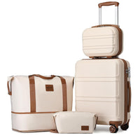4 pcs. Ensemble beige foncé/marron (12/20 in (30,48/50,8 cm) + sac)