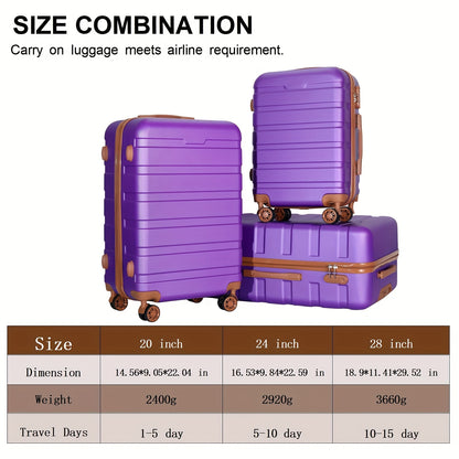 Valise de voyage, Ensemble 3 pièces (20/24/28 pouces) bleu roi pour loisirs – vue détaillée 4