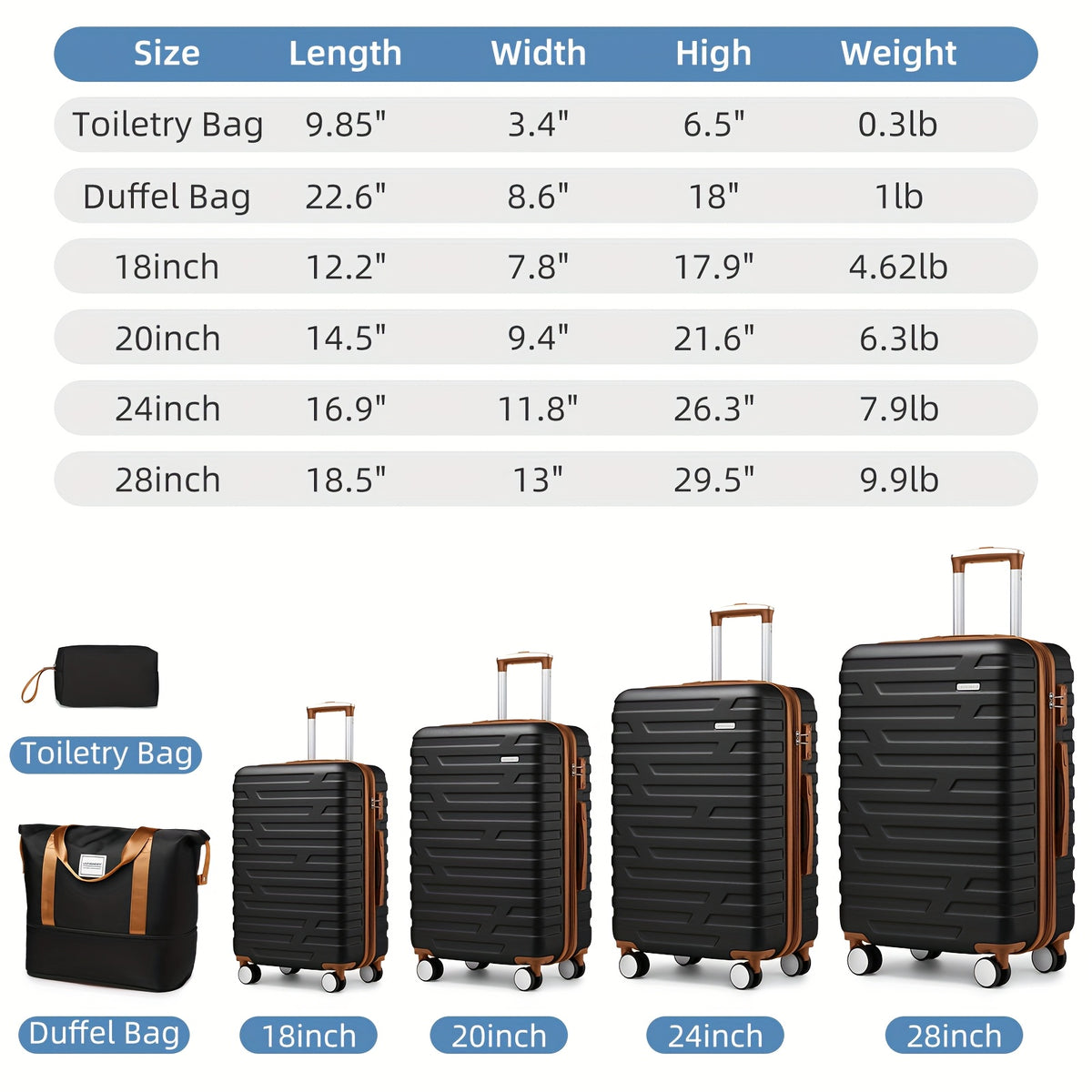 Valise de voyage, Ensemble de 6 Pièces Couleur Raisin Violet pour quotidien et loisirs – vue détaillée 3