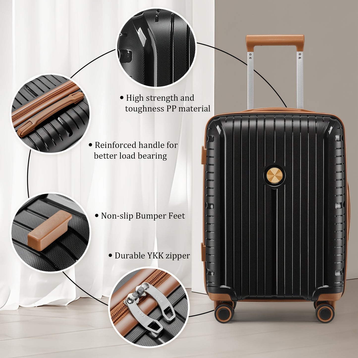 Valise de voyage, Noir avec un sac fourre-tout pour loisirs et quotidien – vue détaillée 2
