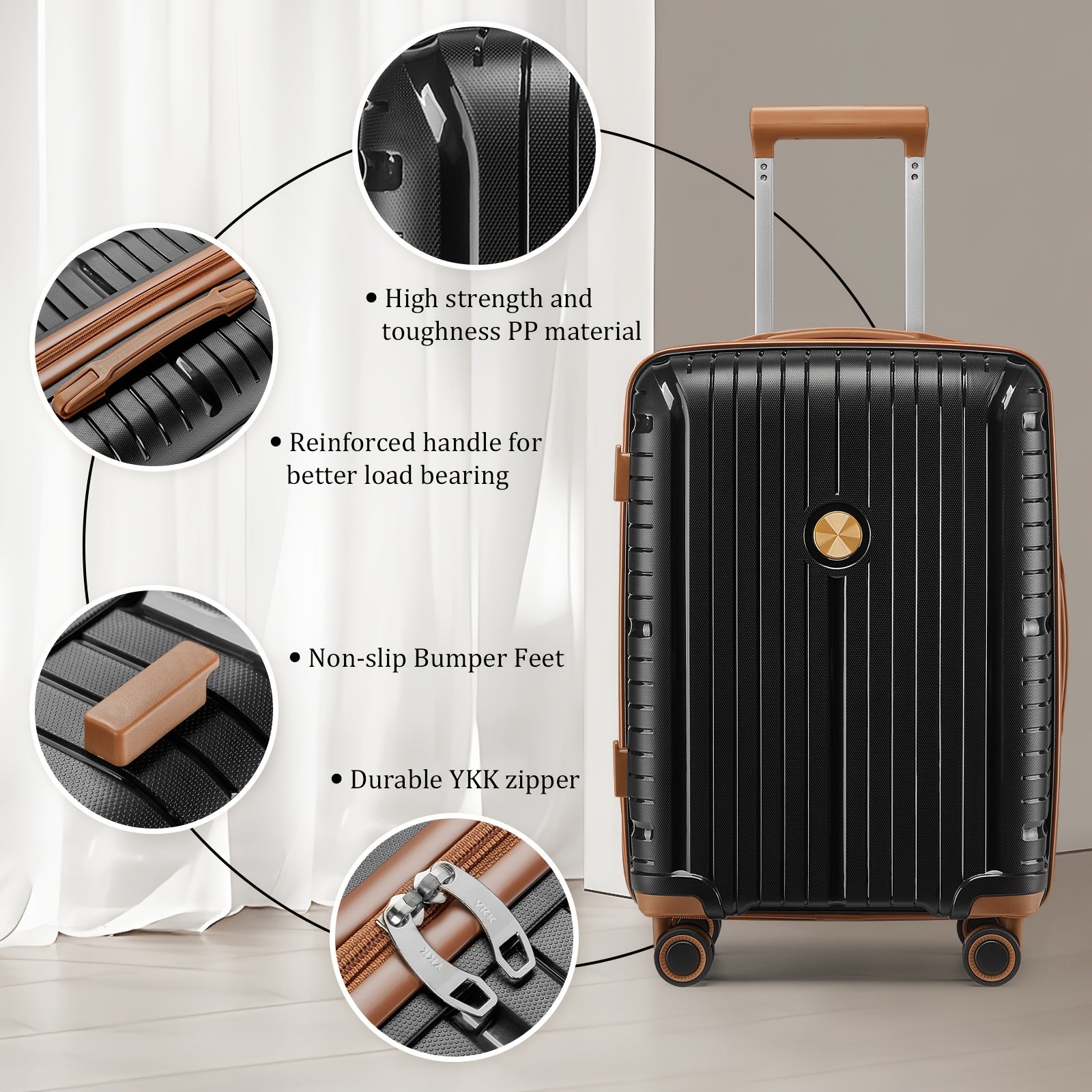 Valise de voyage, Noir avec un sac fourre-tout pour loisirs et quotidien – vue détaillée 2