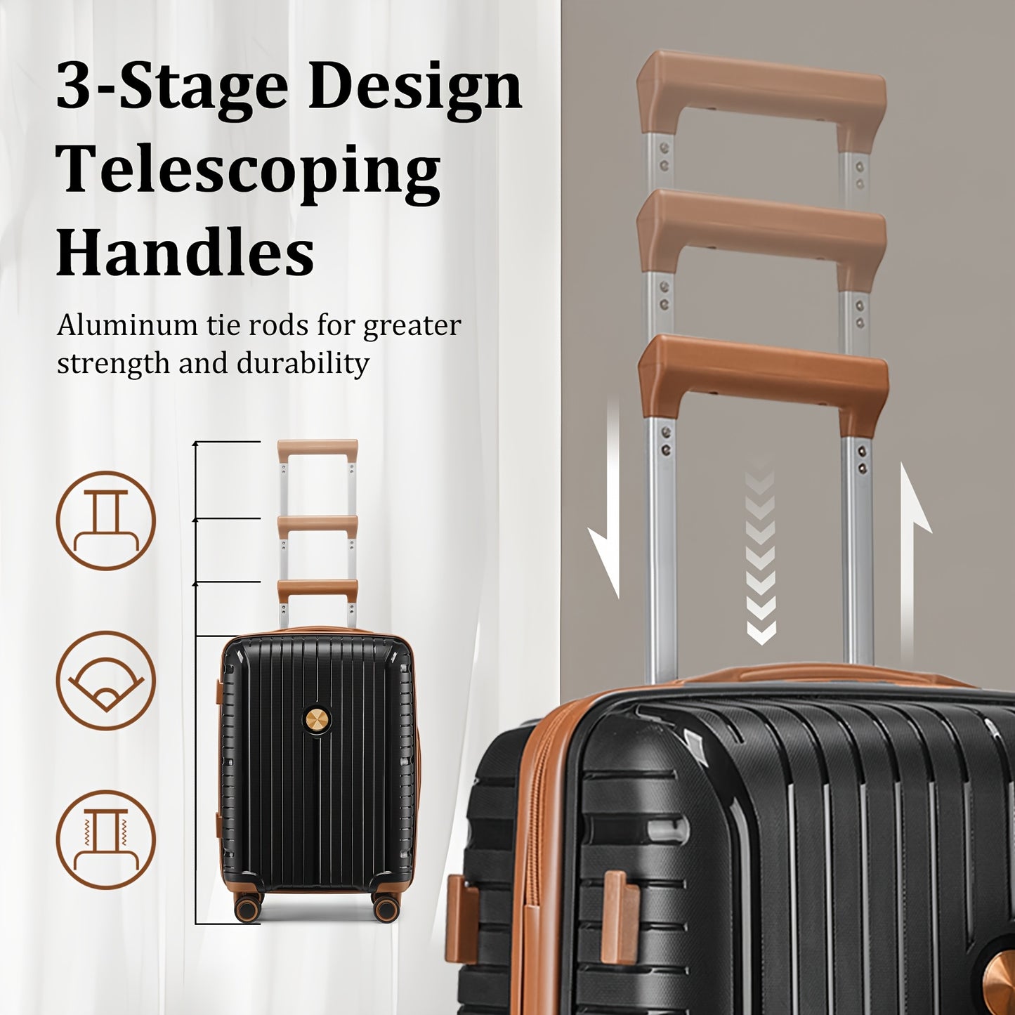 Valise de voyage, Noir avec un sac fourre-tout pour loisirs et quotidien – vue détaillée 5