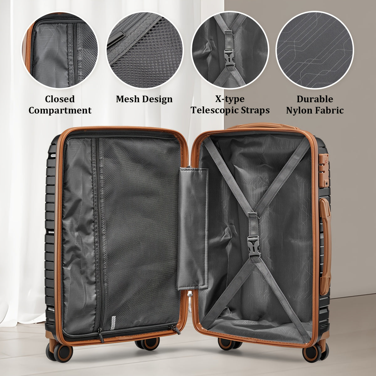 Valise de voyage, Noir avec un sac fourre-tout pour loisirs et quotidien – vue détaillée 8