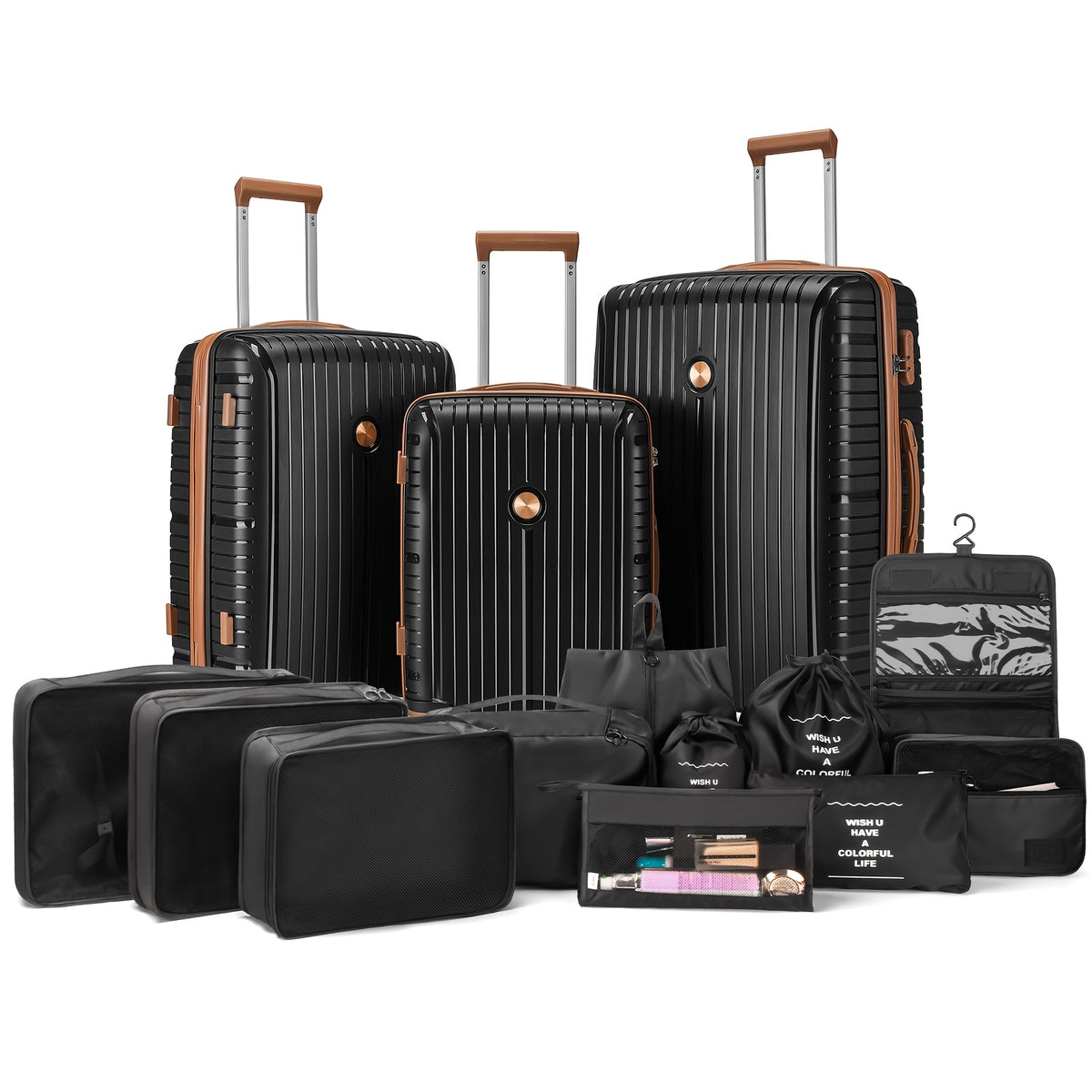 Valise de voyage, Noir avec un sac fourre-tout pour loisirs et quotidien – vue détaillée 12