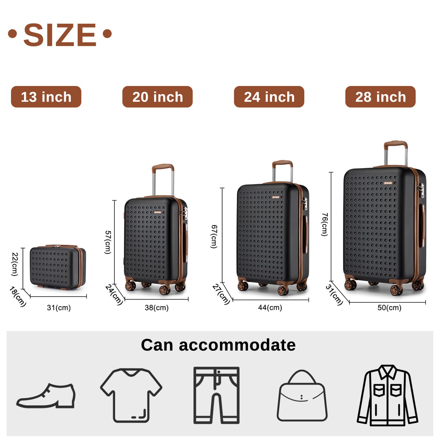 Valise de voyage, Noir et brun pour quotidien – vue détaillée 2