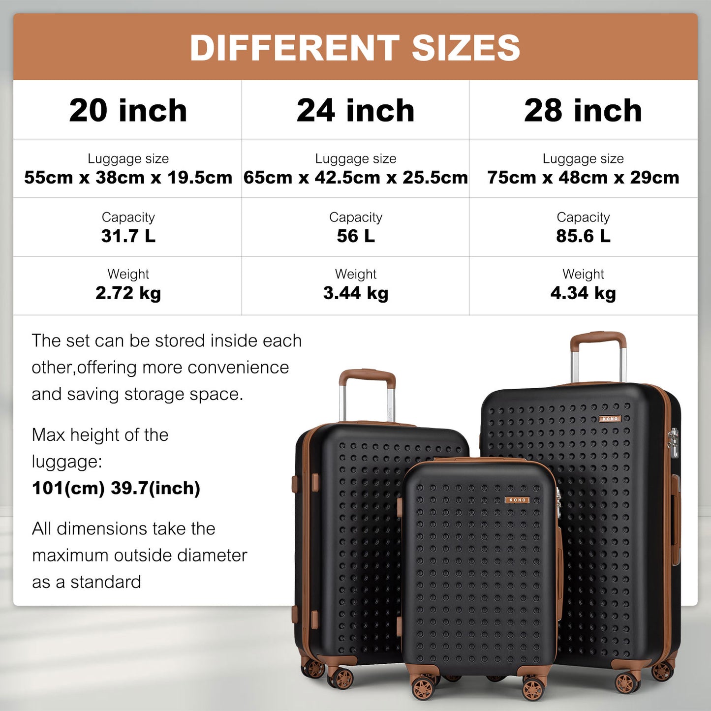 Valise de voyage, Noir et brun pour quotidien – vue détaillée 21