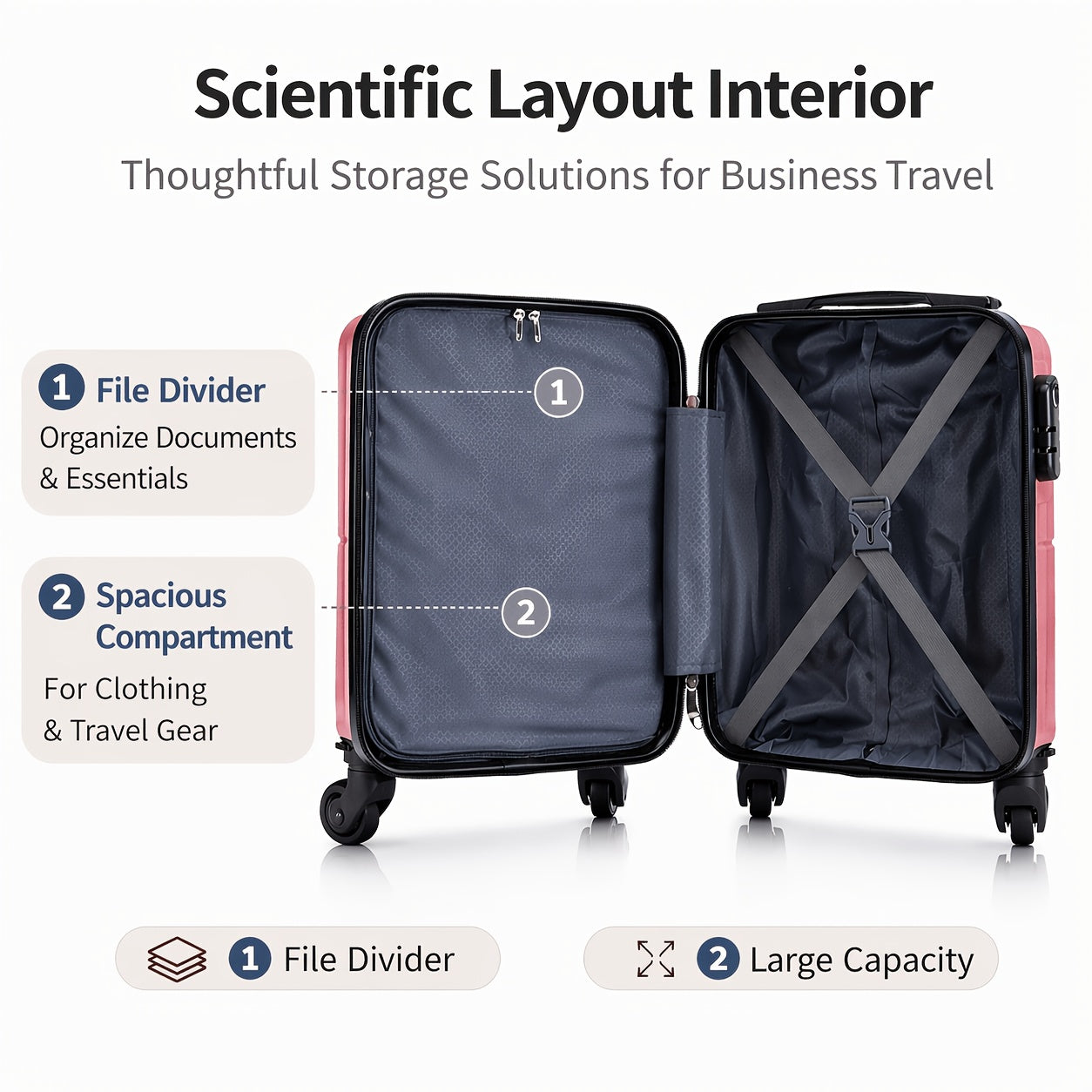 Valise de voyage, rotation 360° pour quotidien et loisirs – vue détaillée 6