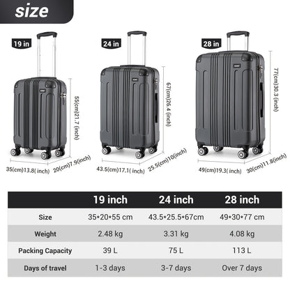 Valise de voyage, Roues Pivotantes 4 pour quotidien et les Vacances – vue détaillée 2