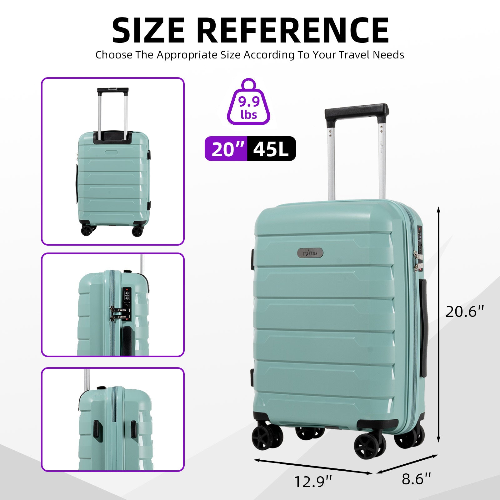 Valise, Jaune pour un Roulement Léger et quotidien – vue détaillée 2