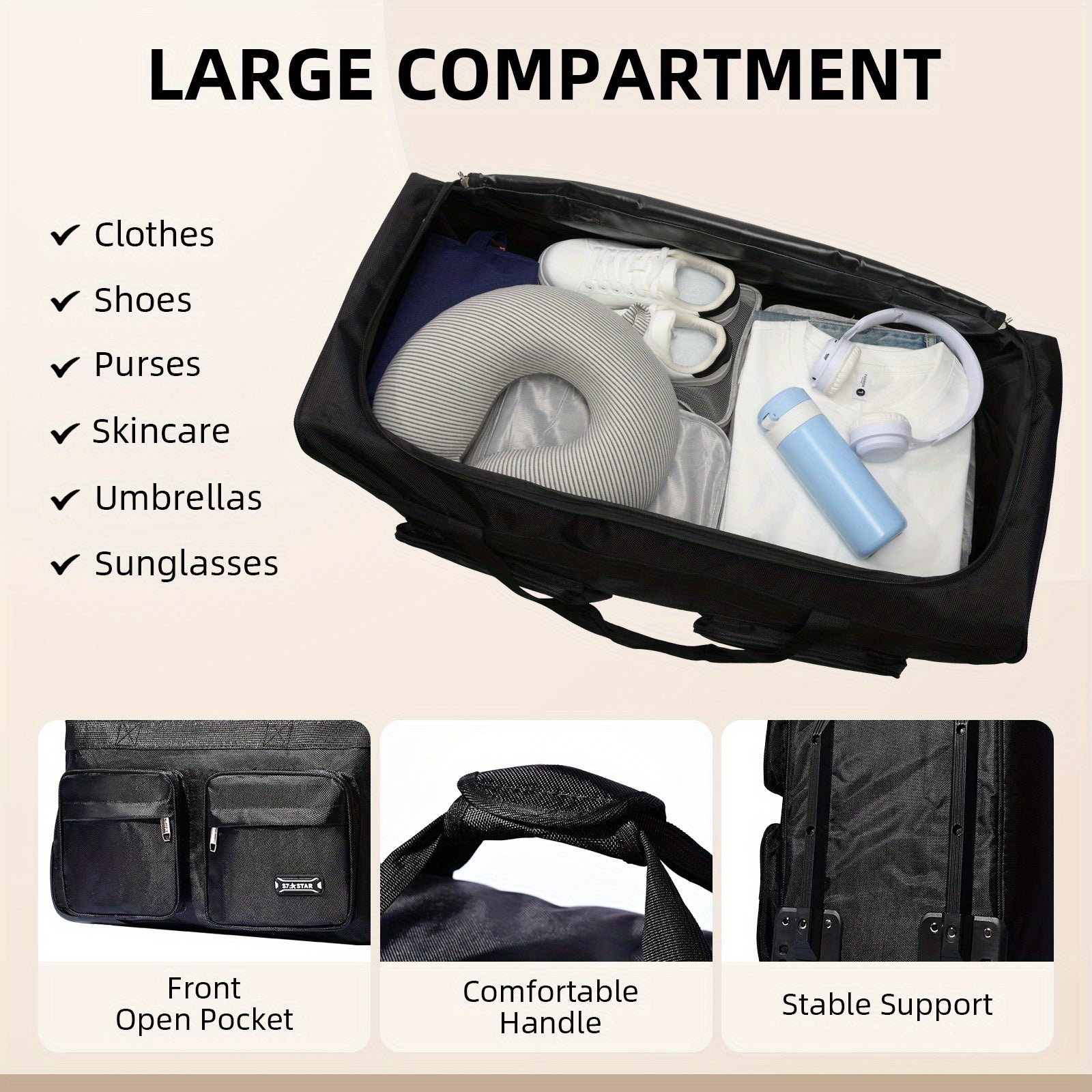Valise, Noir pour camping et voyage – vue détaillée 3