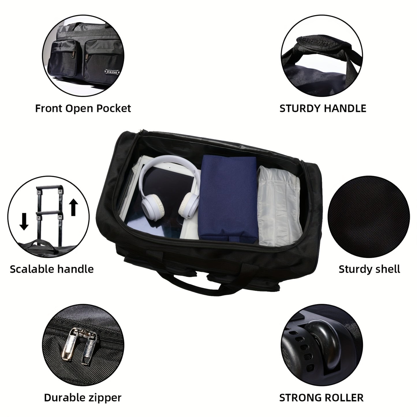 Valise, Noir pour camping et voyage – vue détaillée 7