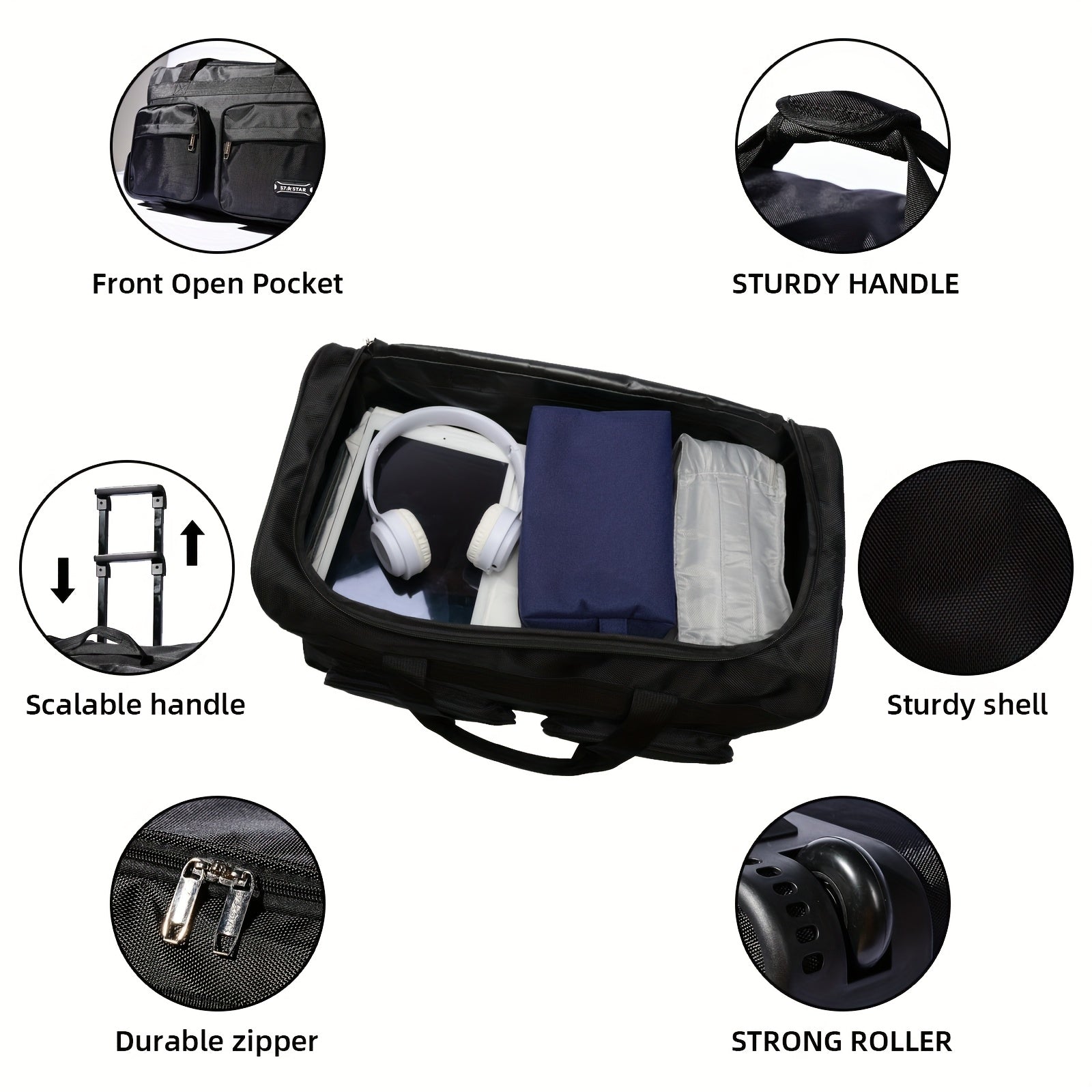 Valise, Noir pour camping et voyage – vue détaillée 7