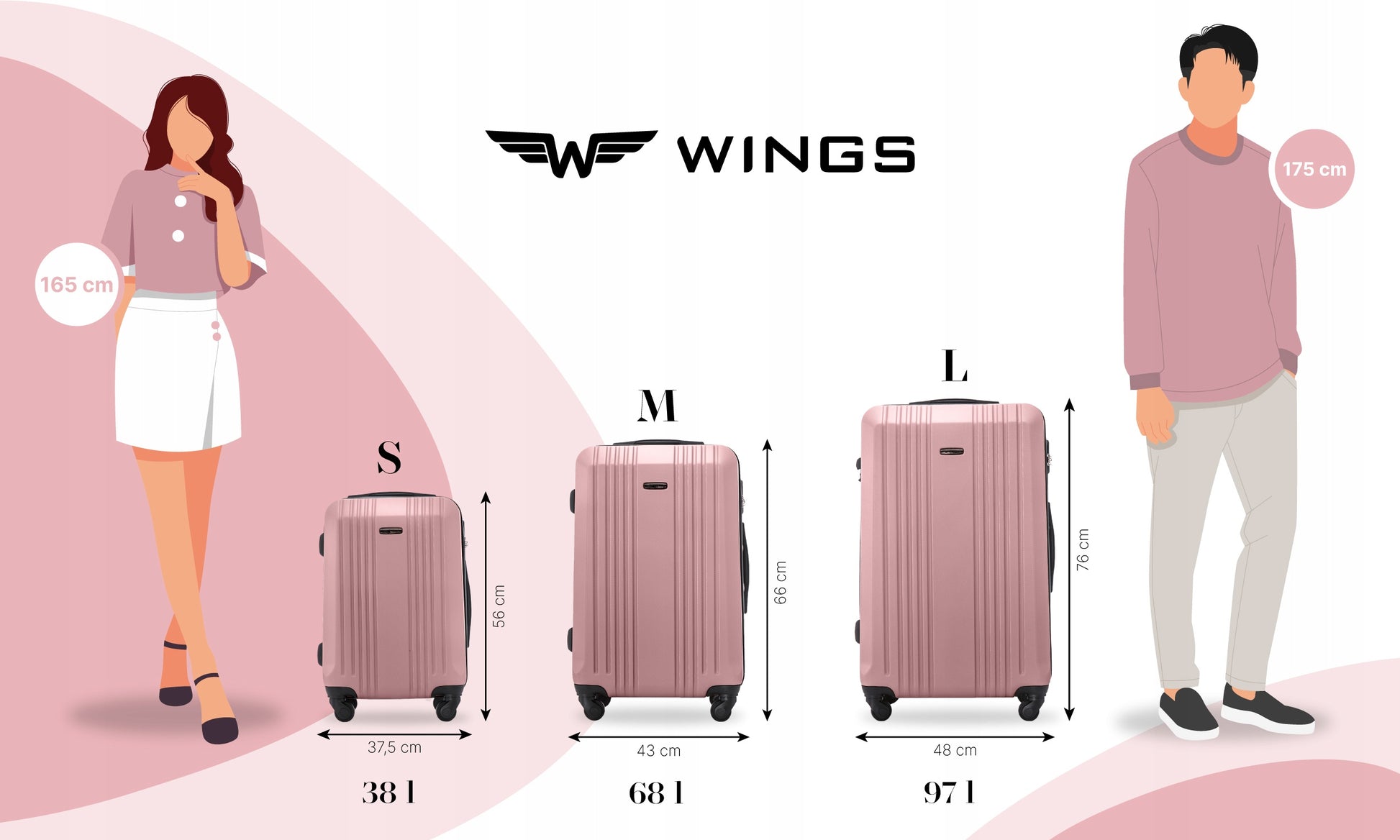 Valise, Or rose avec des détails noirs élégants pour quotidien – vue détaillée 10
