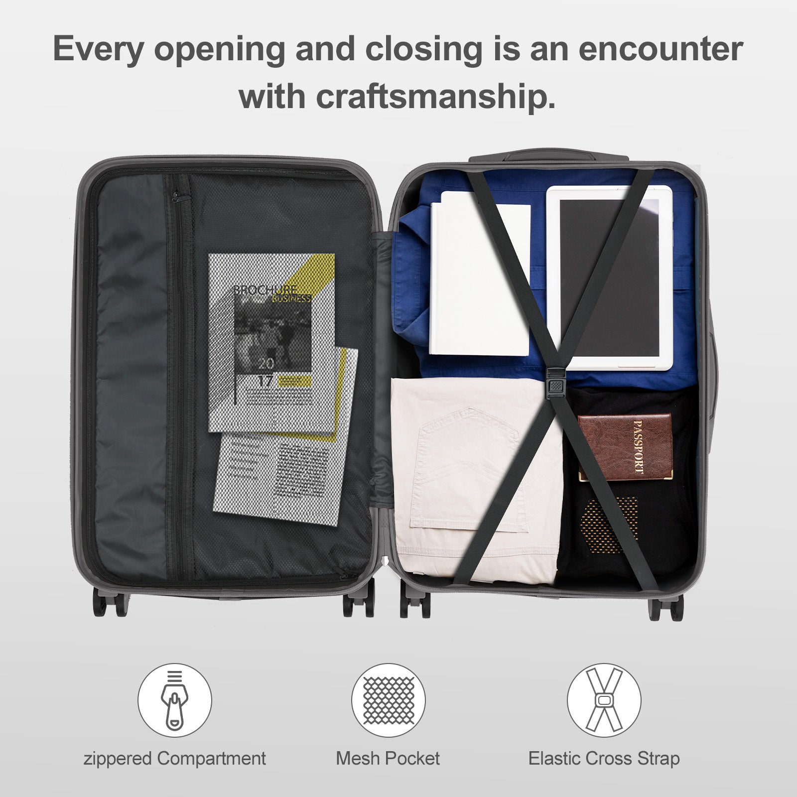 Valise, rotation 360° pour camping et voyage – vue détaillée 4