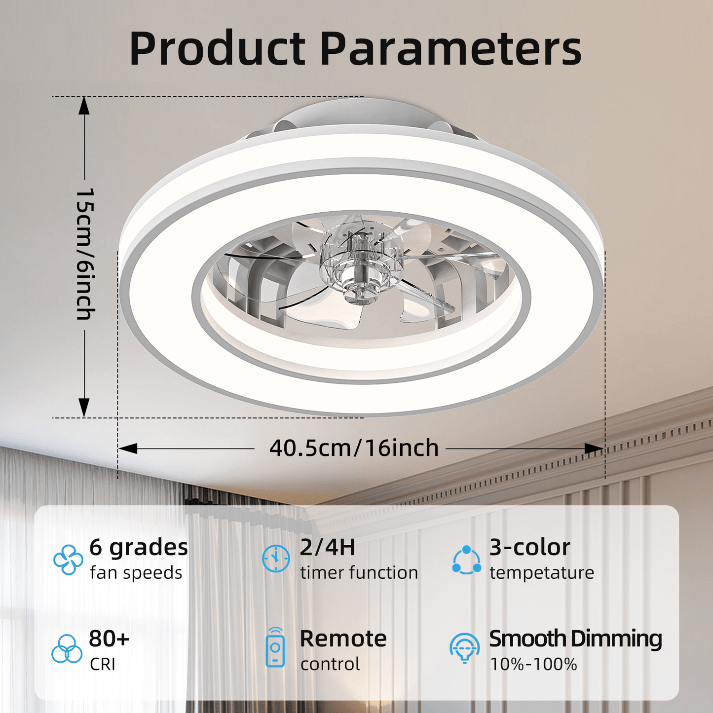 Ventilateur de plafond, 41,5 cm pour quotidien et maison – vue détaillée 9