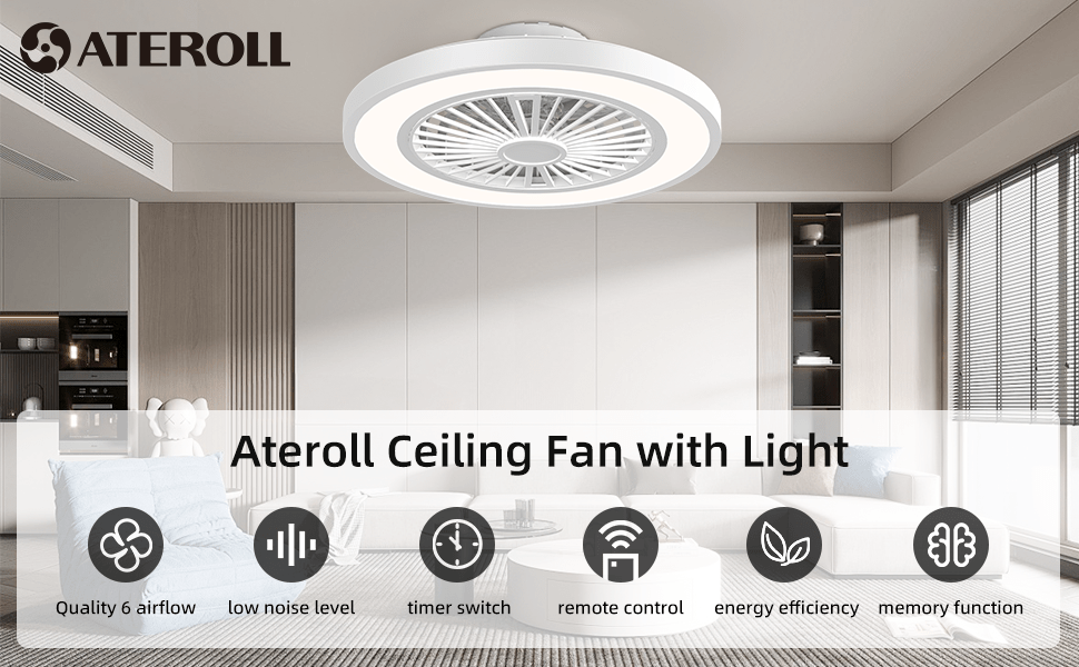 Ventilateur de Plafond ATEROLL, 55,8 cm pour chambre et literie – vue détaillée 14