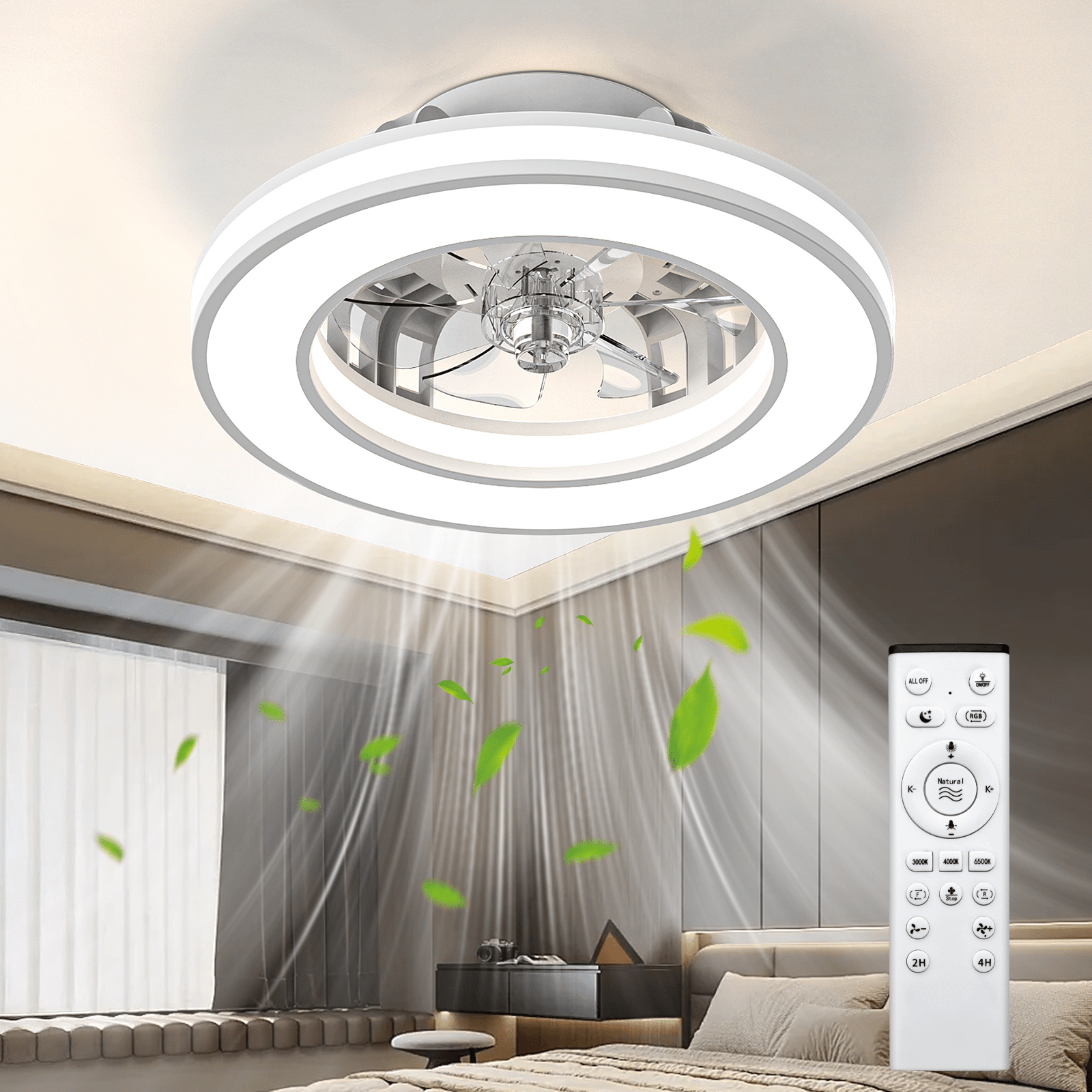 Ventilateur de Plafond ATEROLL, 55,8 cm pour chambre et literie – vue détaillée 18