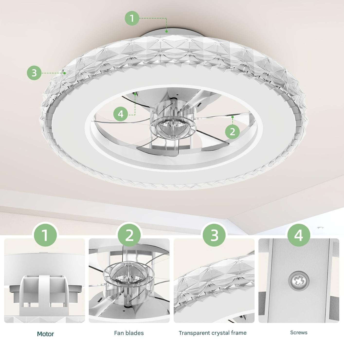 Ventilateur de Plafond ATEROLL, réglable pour cuisine et coin repas – vue détaillée 8