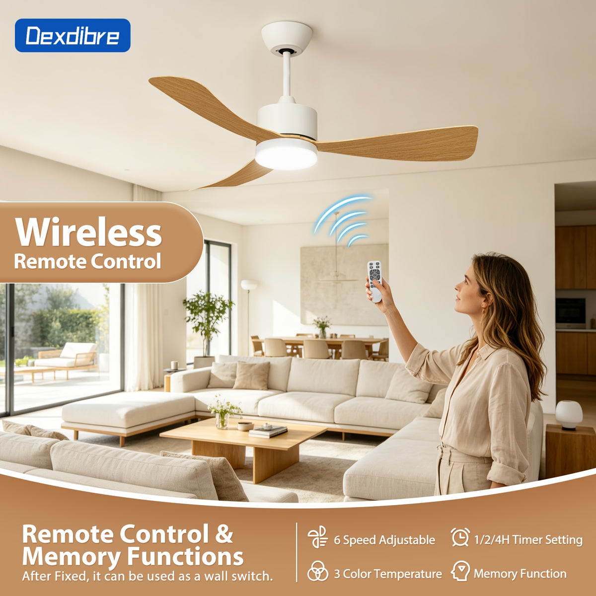 Ventilateur de plafond, coque rigide ABS pour quotidien et maison – vue détaillée 6