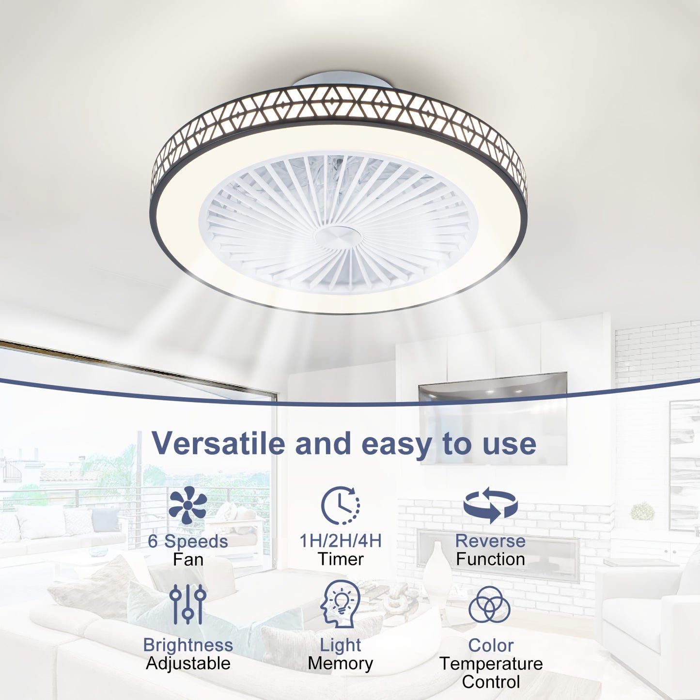 Ventilateur de Plafond, éclairage LED pour quotidien et maison – vue détaillée 4