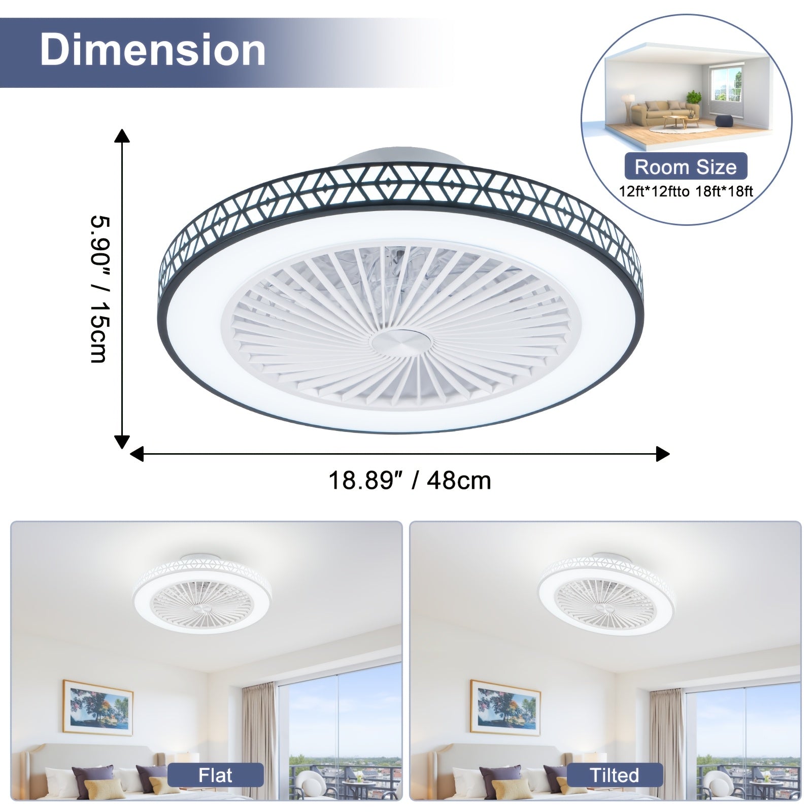 Ventilateur de Plafond, éclairage LED pour quotidien et maison – vue détaillée 6