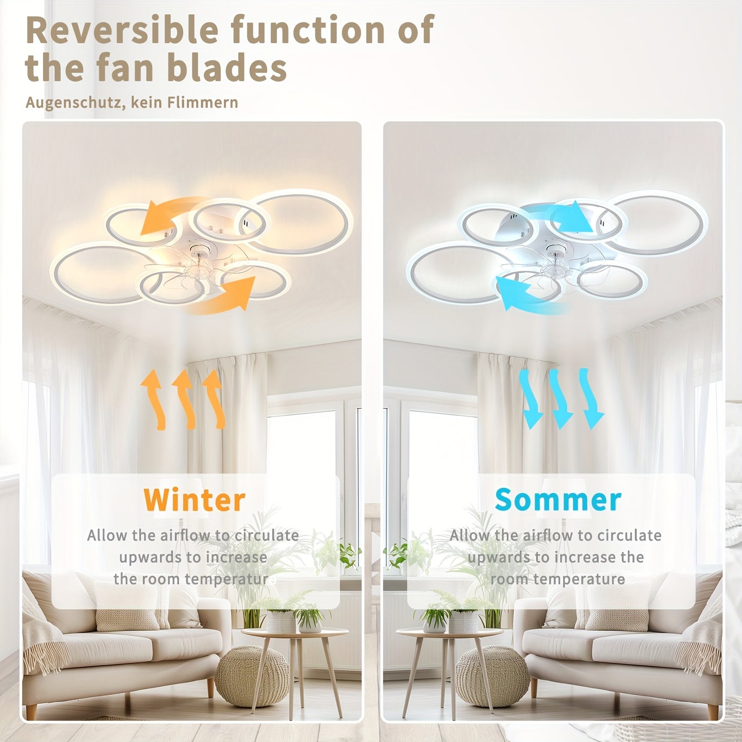 Ventilateurs de Plafond, éclairage LED pour chambre et literie – vue détaillée 5