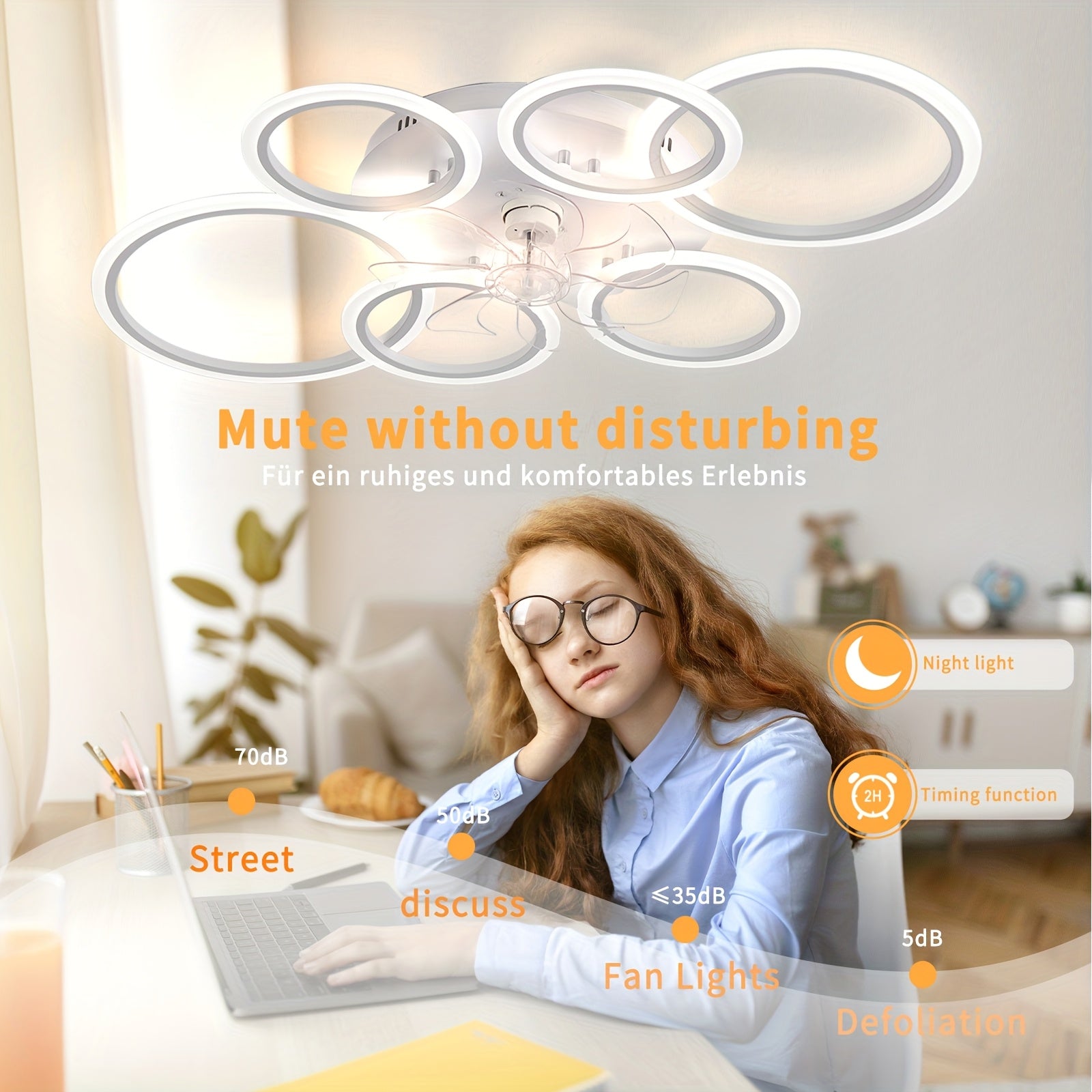 Ventilateurs de Plafond, éclairage LED pour chambre et literie – vue détaillée 6