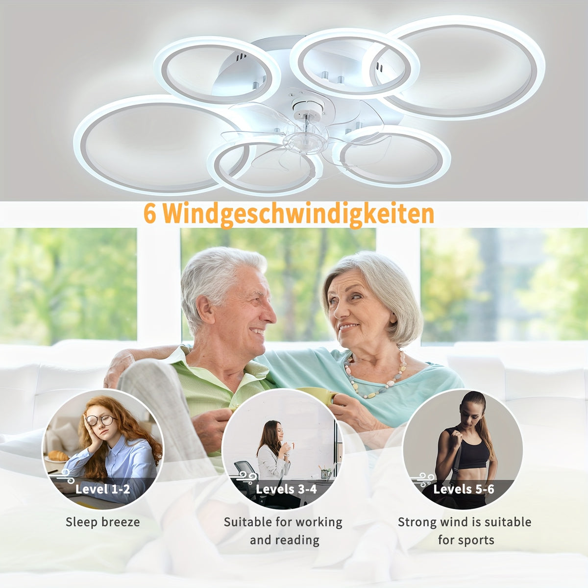 Ventilateurs de Plafond, éclairage LED pour chambre et literie – vue détaillée 7